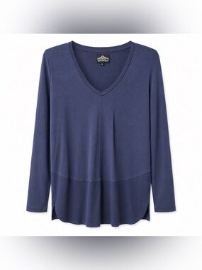 Angie Navy Blue V-Neck Long Sleeve Top Women’s Small Soft Lightweight Casual